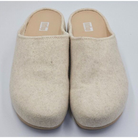 FitFlop Women's Beige  Wool Felt Shuv Clogs Beige Slip-On Mules Size 9 2693 - Picture 10 of 16